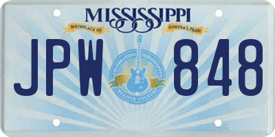 MS license plate JPW848