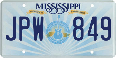 MS license plate JPW849