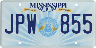 MS license plate JPW855