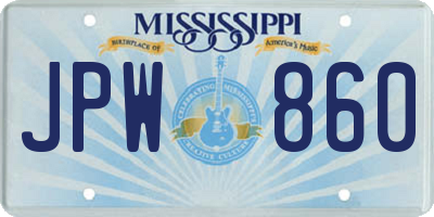 MS license plate JPW860