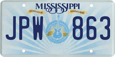 MS license plate JPW863