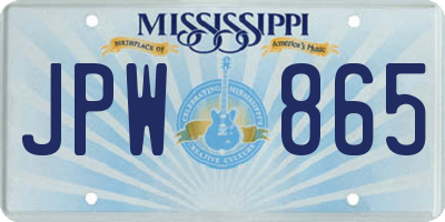 MS license plate JPW865