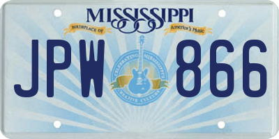 MS license plate JPW866