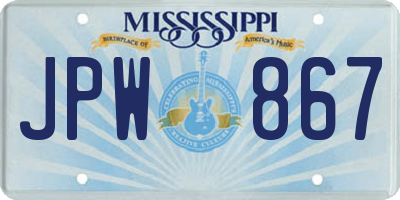 MS license plate JPW867