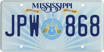 MS license plate JPW868