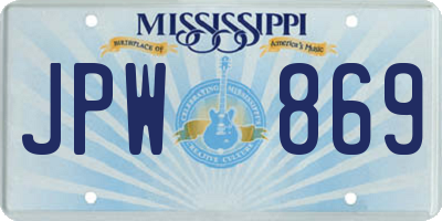 MS license plate JPW869