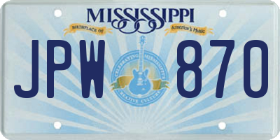 MS license plate JPW870