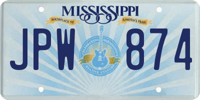 MS license plate JPW874