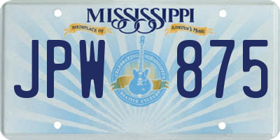 MS license plate JPW875