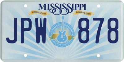 MS license plate JPW878