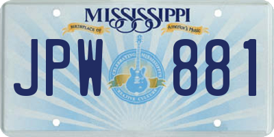 MS license plate JPW881