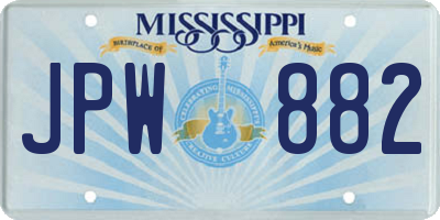 MS license plate JPW882