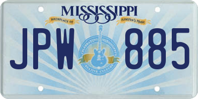 MS license plate JPW885