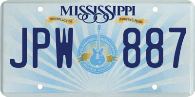 MS license plate JPW887
