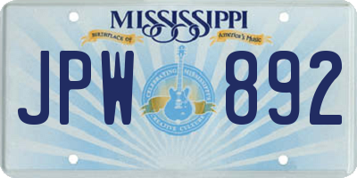 MS license plate JPW892