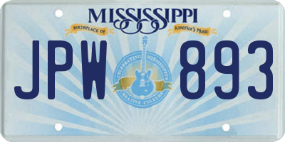 MS license plate JPW893