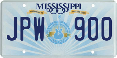 MS license plate JPW900