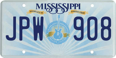 MS license plate JPW908
