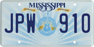 MS license plate JPW910