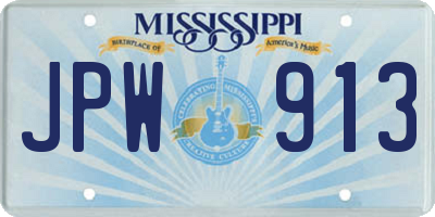 MS license plate JPW913