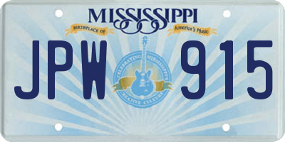 MS license plate JPW915