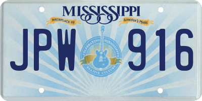 MS license plate JPW916