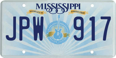 MS license plate JPW917