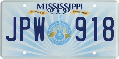 MS license plate JPW918