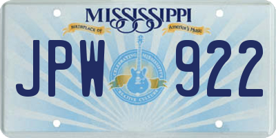 MS license plate JPW922