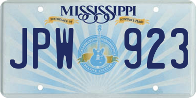 MS license plate JPW923