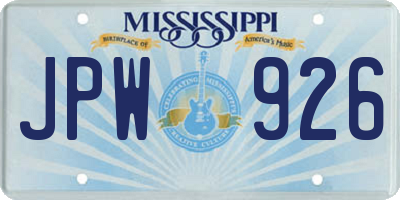 MS license plate JPW926