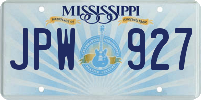 MS license plate JPW927