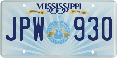 MS license plate JPW930