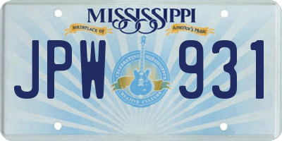 MS license plate JPW931