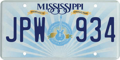 MS license plate JPW934