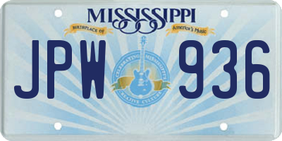 MS license plate JPW936
