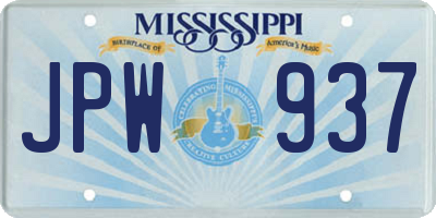 MS license plate JPW937