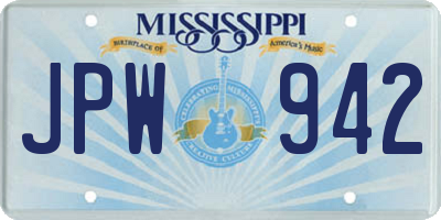 MS license plate JPW942