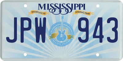 MS license plate JPW943