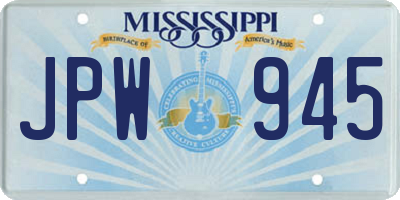 MS license plate JPW945