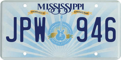 MS license plate JPW946