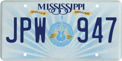 MS license plate JPW947