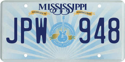 MS license plate JPW948