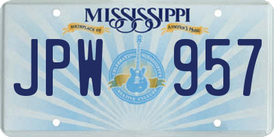MS license plate JPW957