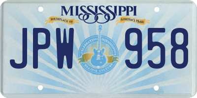 MS license plate JPW958