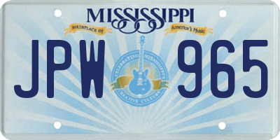 MS license plate JPW965