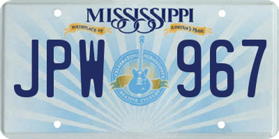 MS license plate JPW967