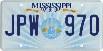 MS license plate JPW970