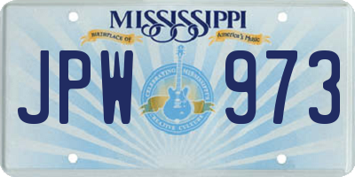 MS license plate JPW973