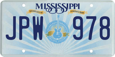 MS license plate JPW978